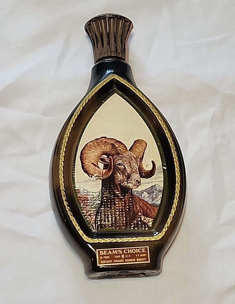 Beam's Choice Collectable Whiskey Bottle Bighorn Ram Image Vintage 1976 (Empty)